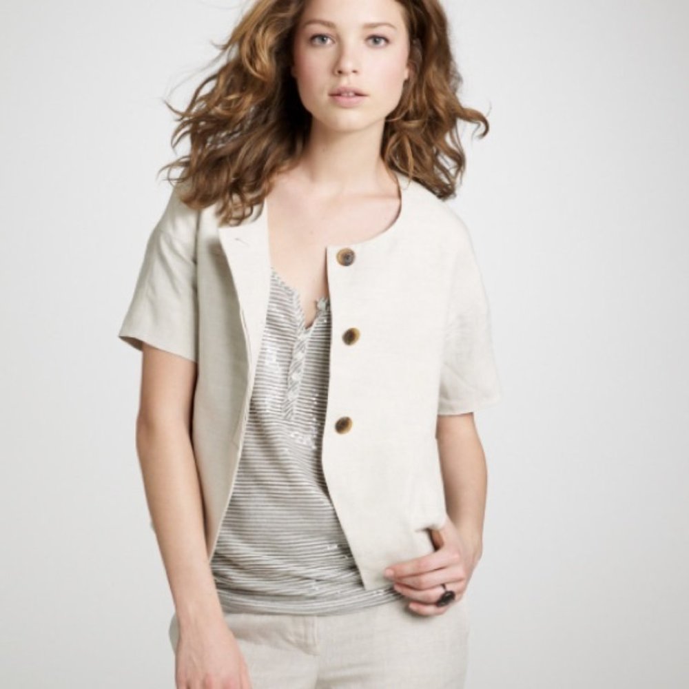 J. Crew Maybelle short sleeve linen jacket, lined, sz 8